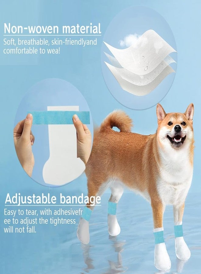 JD PRO 20Pcs Pet Walking Shoes, Water Resistant Lining Design Eco Non-Woven Dog Boots Easy-tie Bandage Pet Palm Sleeve Cover for Walking Outdoor Shoes for Medium and Large Dogs - Size L - Image 3